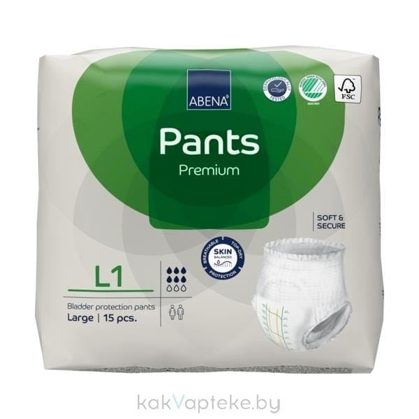 Abena Pants Premium Подгузники-трусики для взрослых L1, 15 шт