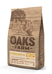 OAK'S FARM Полноценный беззерновой корм для взрослых стерилизованных кошек Salmon + Krill / Лосось и криль. 18кг