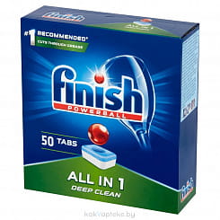 Finish All in 1 (Regular) Таблетки для посудомоечных машин без запаха,  50шт
