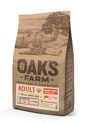 OAK'S FARM Полноценный беззерновой корм для взрослых собак всех пород Salmon + Krill/ Лосось и криль 12кг