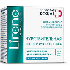 Lirene Здоровая кожа+ Успокаивающий увлажняющий крем SPF 6 Чувствительная и аллергическая кожа, 50 мл