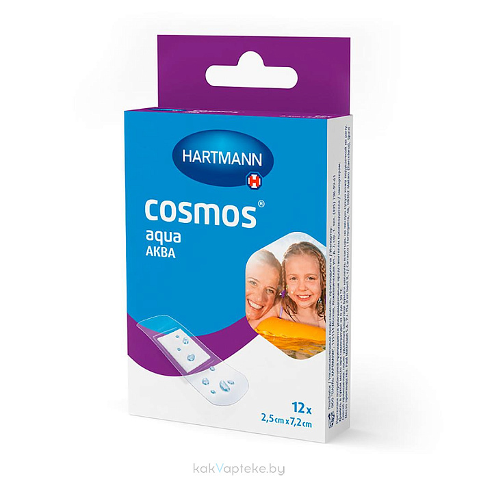 Пластырь Cosmos® aqua (АКВА) н/ст. 2,5 см х 7,2 см №12