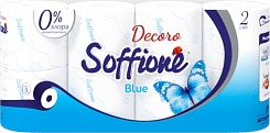 Soffione Бумага туалетная Decoro Blue 2сл 8шт, голубая