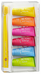 Curaprox Набор: Зубные пасты BE YOU (Шесть вкусов, 6х10 ml: Rising star + Explorer + Candy lover + Daydreamer+Challenger+Pure happiiness) + Зубная щетка д/взрослых (CS5460)