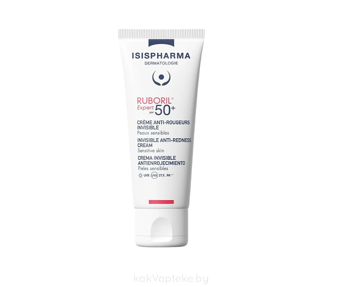 ISISPHARMA RUBORIL Expert SPF50+ INVISIBLE крем для чувст. кожи скл. к покраснению с SPF50+ без тона (c наноматериаломTinosorb@ M), 40 мл