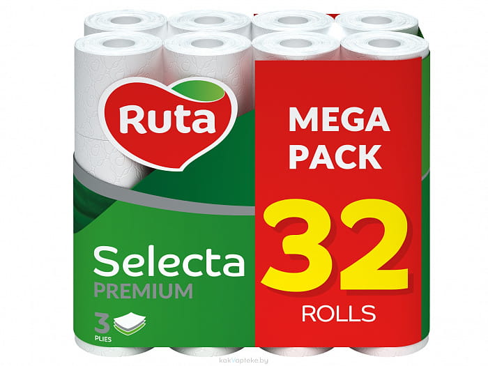 Туалетная бумага "Ruta" (Selecta 32 рул. белая)
