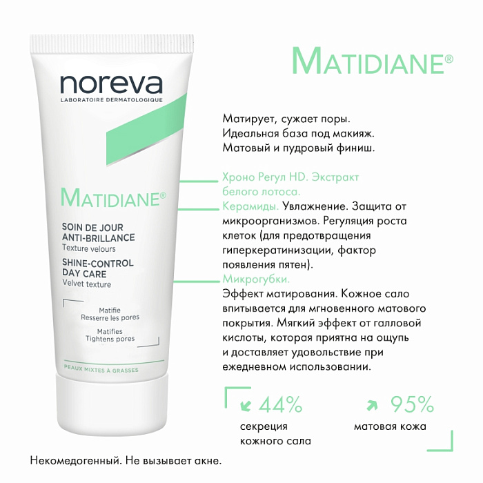 NOREVA МАТИДИАН Матирующий дневной крем для лица, 40 мл