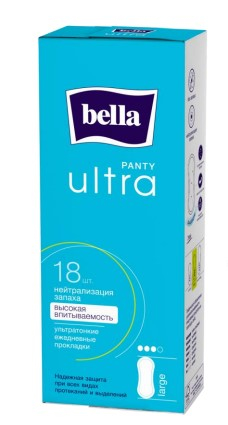 Bella Panty Ultra large Ультратонкие женские гигиенические ежедневные прокладки 18 шт