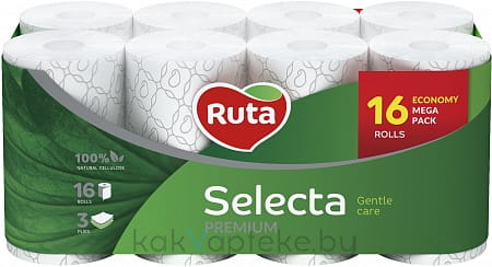 Туалетная бумага "Ruta" (Selecta 16 рул. белая)