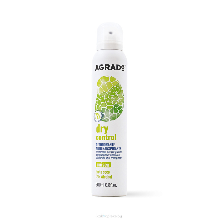 AGRADO Дезодорант-антиперспирант unisex "DRY CONTROL" / DRY CONTROL ANTIPERSPIRANT DEODORANT UNISEX, 200 мл