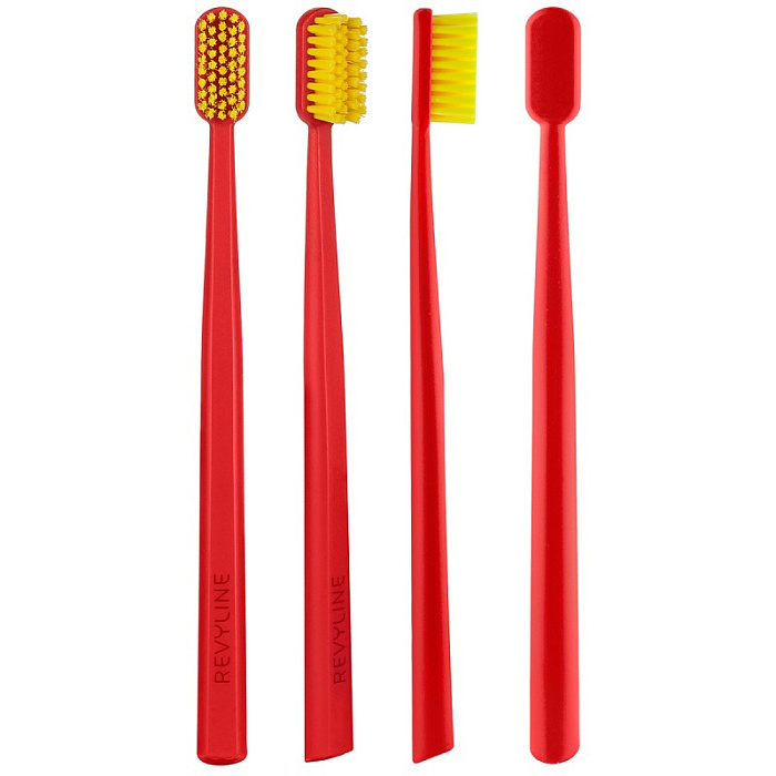 Revyline SM6000 Зубная щетка, красная с желтой щетиной (6942 ortho)
