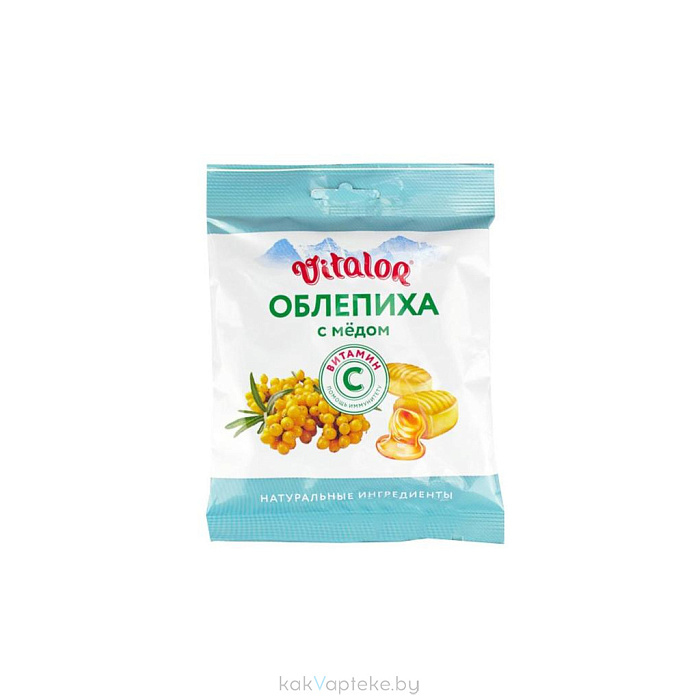 Леденцовая карамель с вит С со вкусом облепихи с мёдом масса 3,8г (бон-бон)