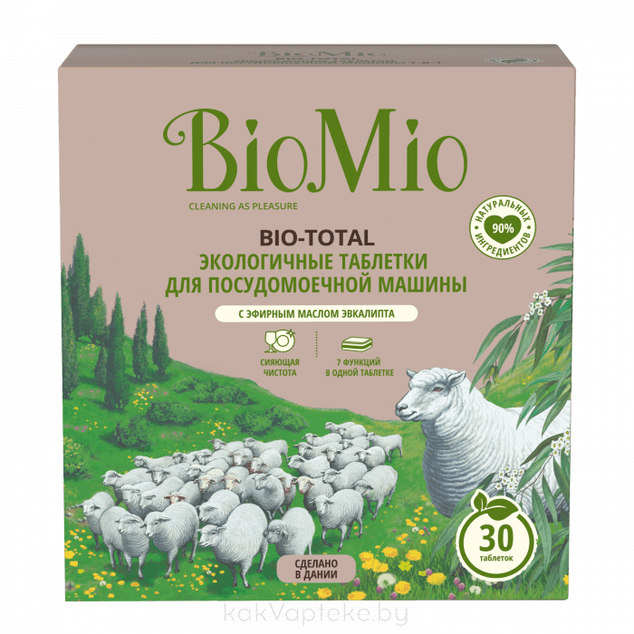 BioMio BIO-TOTAL Экологичные таблетки для посудомоечной машины 7-в-1 с эфирным маслом эвкалипта БиоМио  600 г.