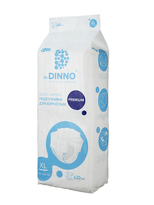 Dr.DINNO Premium Подгузники для взрослых (размер  ХL) 20 шт