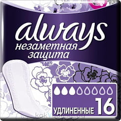 Always Незаметная защита Удлиненные Ароматизированные женские гигиенические прокладки на каждый день, 16 шт