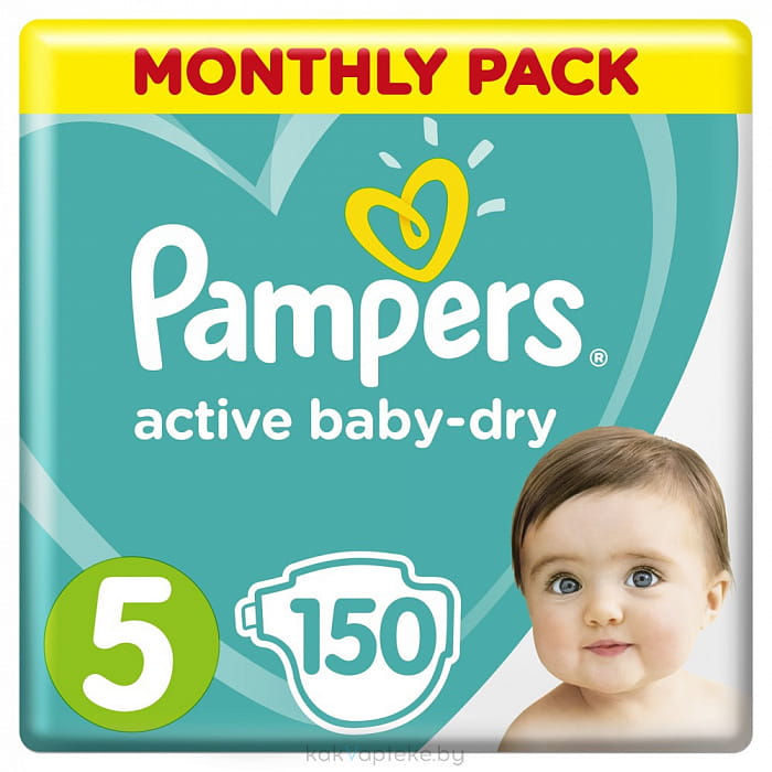 PAMPERS Active Baby-Dry Детские одноразовые подгузники Junior, 150шт