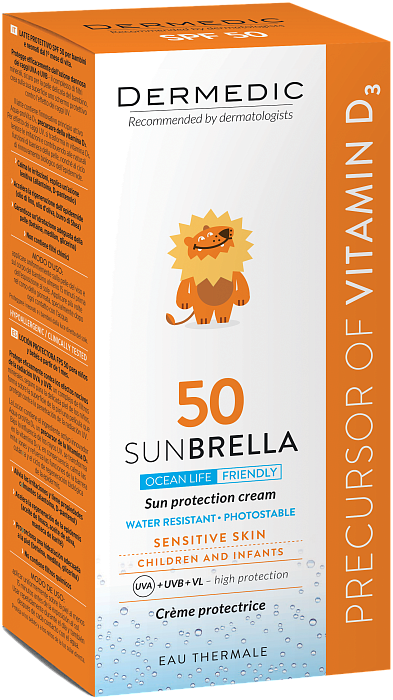 Dermedic SUNBRELLA BABY Солнцезащитный крем д/лица д/детей SPF50(с сод.нано-х частиц ZnO и TiO2) 50г/мл