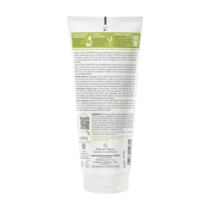 A-DERMA EXOMEGA CONTROL Смягчающий бальзам для лица и тела 200 мл