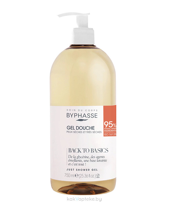 BYPHASSE Гель для душа BACK TO BASICS для сухой и очень сухой кожи 750 мл