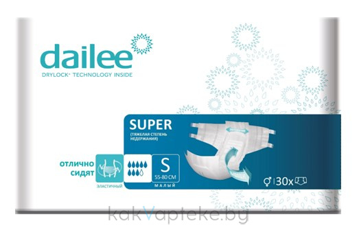 Dailee Подгузники для взрослых Small (1) (Super), 30 шт