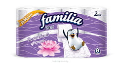 FAMILIA PLUS бумага туалетная белая двухслойная Волшебный цветок 8шт
