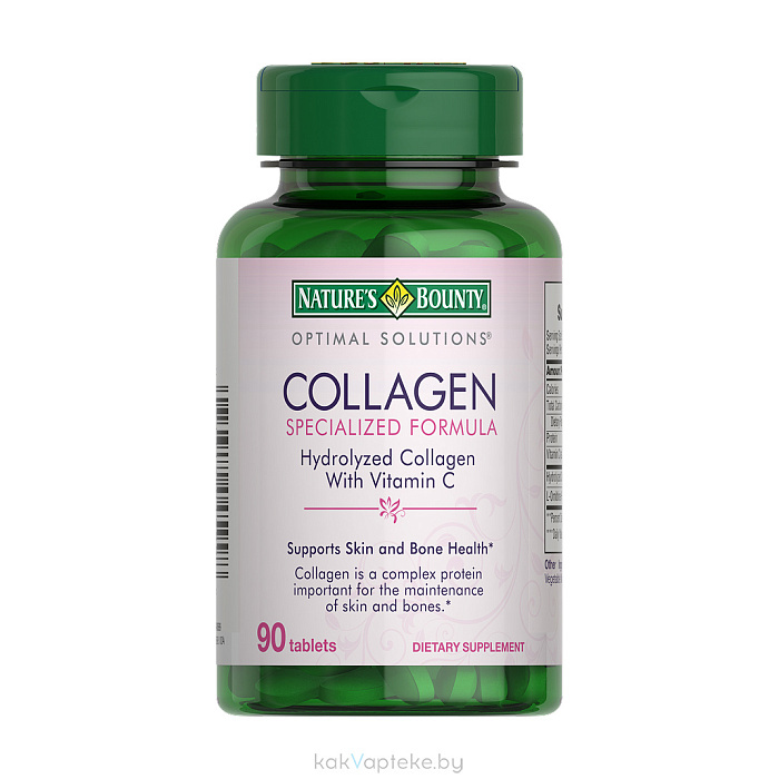 Nature's Bounty Гидролизованный коллаген с витамином С, БАД таблетки №90