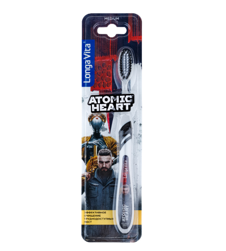 Longa Vita зубная щетка для взрослых (ATOMIC HEARTсредней жесткости), арт F-07 1 шт