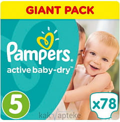 PAMPERS Active Baby-Dry Детские одноразовые подгузники Junior (11-18 кг), 78 шт