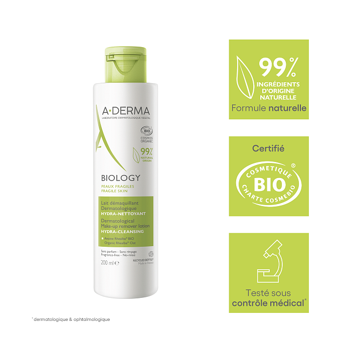 A-DERMA BIOLOGY дерматологический лосьон для снятия макияжа 200 мл