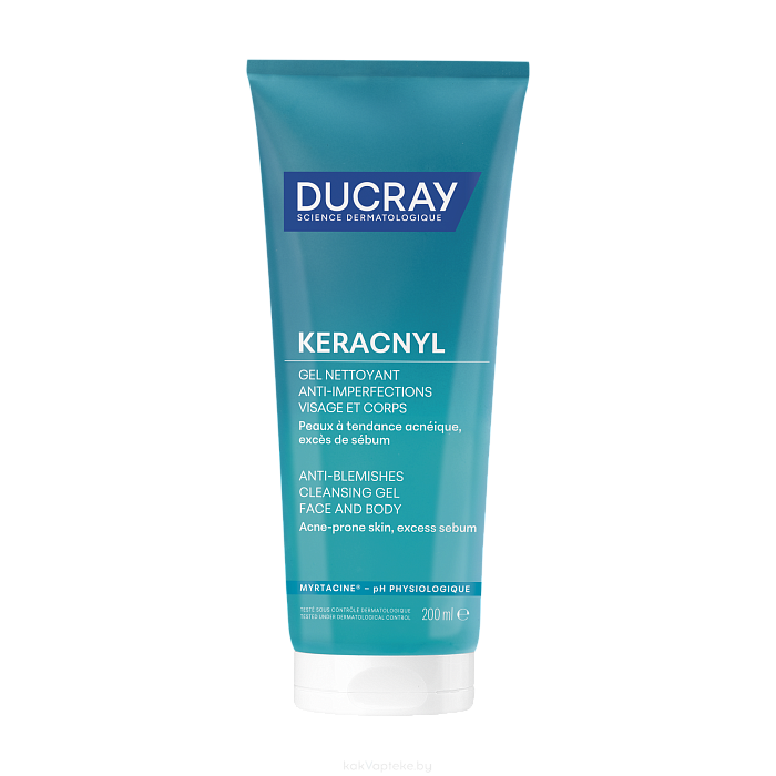 DUCRAY KERACNYL CLEANSING GEL Очищающий пенящийся гель для лица и тела (для детей и взрослых) 200 мл
