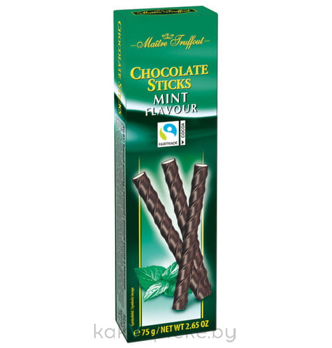 Темный шоколад с начинкой с мятным вкусом  в палочках, 75 г