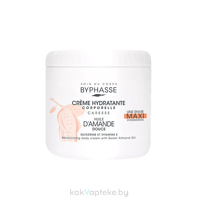 BYPHASSE Увлажняющий крем для тела с маслом сладкого миндаля, 500 мл