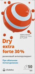 VITATEKA Антиперспирант «Dry extra forte» ролик от обильного потоотделения 30%, 50 мл