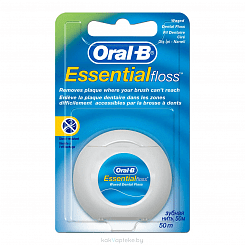 Oral-B Зубная нить вощеная Essential Floss (мятный вкус) 50 м