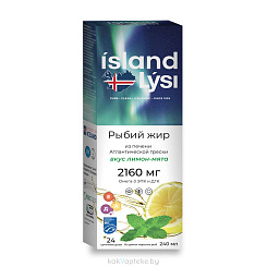БАД Lysi рыбий жир со вкусом лимона-мяты жидкость 240мл