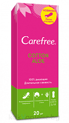 Carefree Салфетки женские гигиенические ежедневные Cotton Aloe, 20 шт