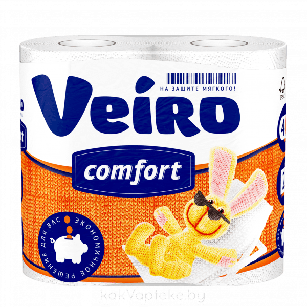 Veiro бумага туалетная Classic Comfort многослойная (2 слоя) 4 шт белая 5c24