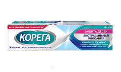 Материал для фиксации съемных протезов: крем для фиксации зубных протезов Корега Защита десен 40 г