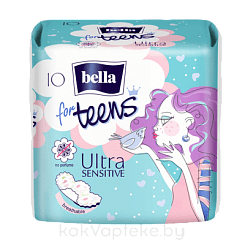 Bella for Teens Ultra Sensitive Супертонкие женские гигиенические впитывающие прокладки, 10 шт (PL)