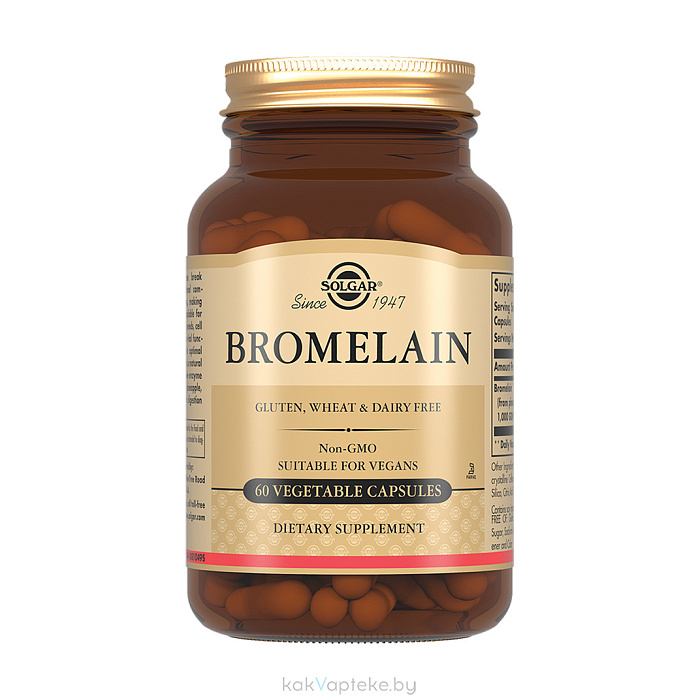 Solgar Бромелайн, БАД капсулы №60