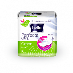 Bella perfecta Ultra green Ультратонкие женские гигиенические впитывающие прокладки, 10 шт