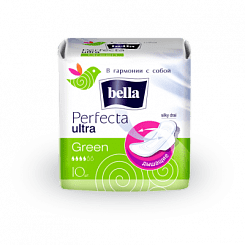 Bella perfecta Ultra green Ультратонкие женские гигиенические впитывающие прокладки, 10 шт
