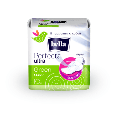 Bella perfecta Ultra green Ультратонкие женские гигиенические впитывающие прокладки, 10 шт
