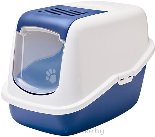 Savic Туалет-домик  "Nestor" для кошек, 56 x 39 x 38.5 см, белый/синий, пластик