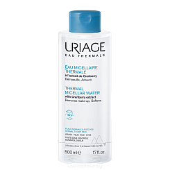 Uriage Очищающая мицеллярная вода на основе термальной воды для нормальной и сухой кожи лица и контура глаз, 500 мл
