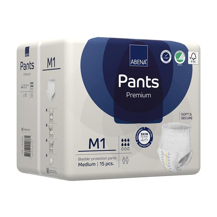 Abena Pants Premium Подгузники-трусики для взрослых M1 (Medium), 15 шт