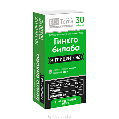 Гинкго билоба + Глицин+В6 таблетки №30