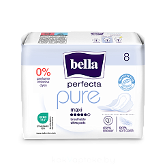 BELLA PERFECTA pure Ультратонкие женские гигиенические впитывающие прокладки (БЕЛЛА ПЕРФЕКТА пьюр макси) maxi 8 шт