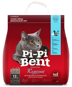 Pi-Pi-Bent Наполнитель для кошачьего туалета "Классик", бентонит, 5 кг (12 л)