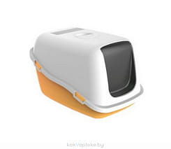 KIRI-KIRI Домик-туалет для кошек  ELLA, 57x39x38 см, оранжевый/белый